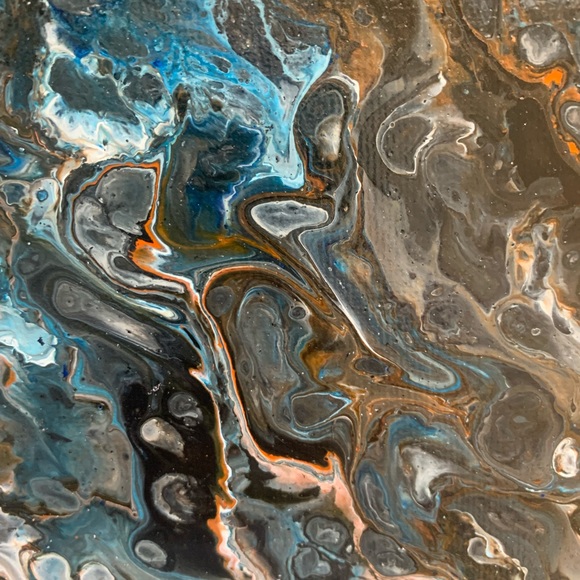 Original Artwork Painting Canvas Abstract Blue Swirls 12 x 12 Acrylic. - Picture 9 of 16